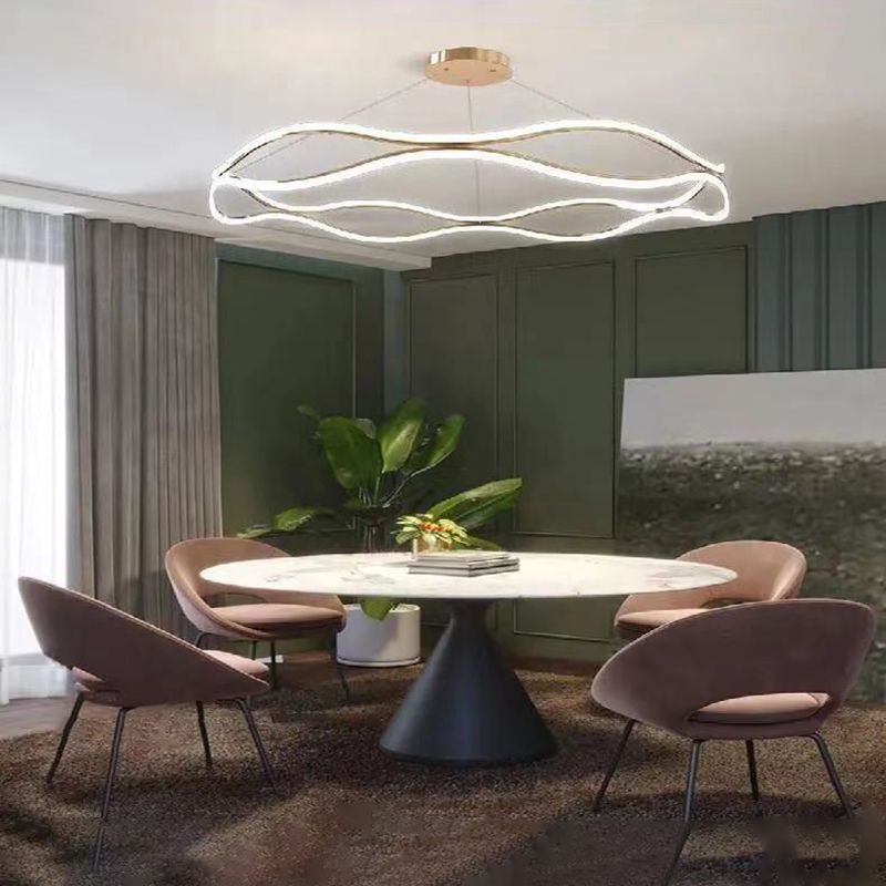 Unique Shape Chandelier Lamp Modern 2 Lights LED Hanging Light for Bedroom