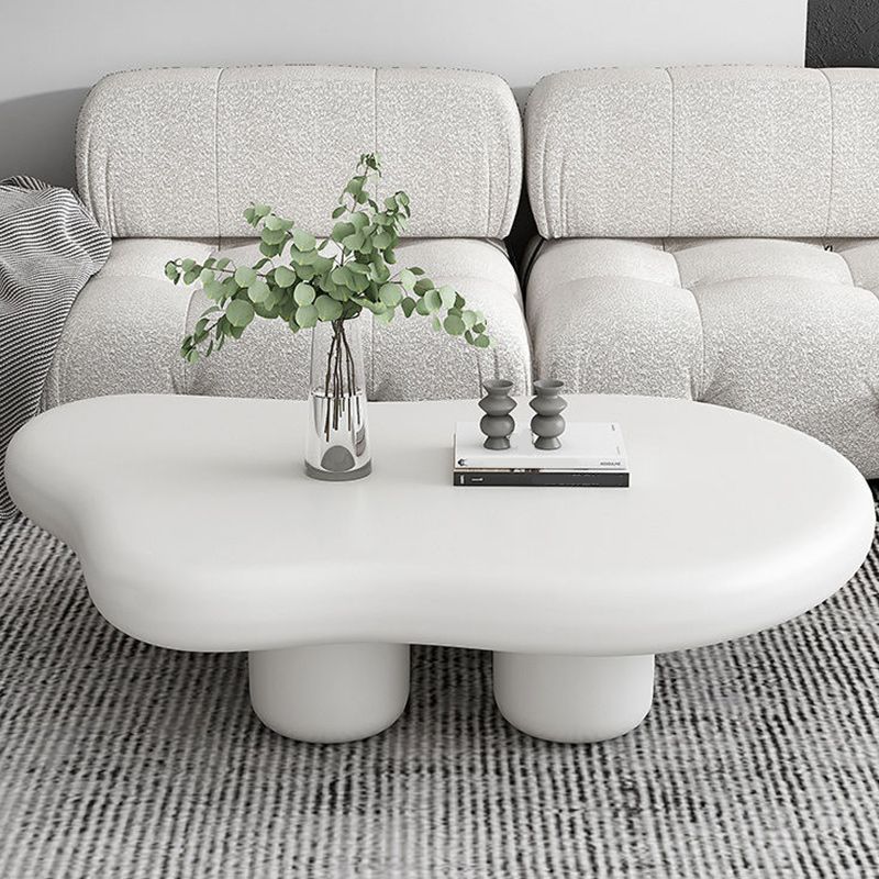 11"H Contemporary Coffee Table Wooden 2 Legs Coffee Cocktail Table