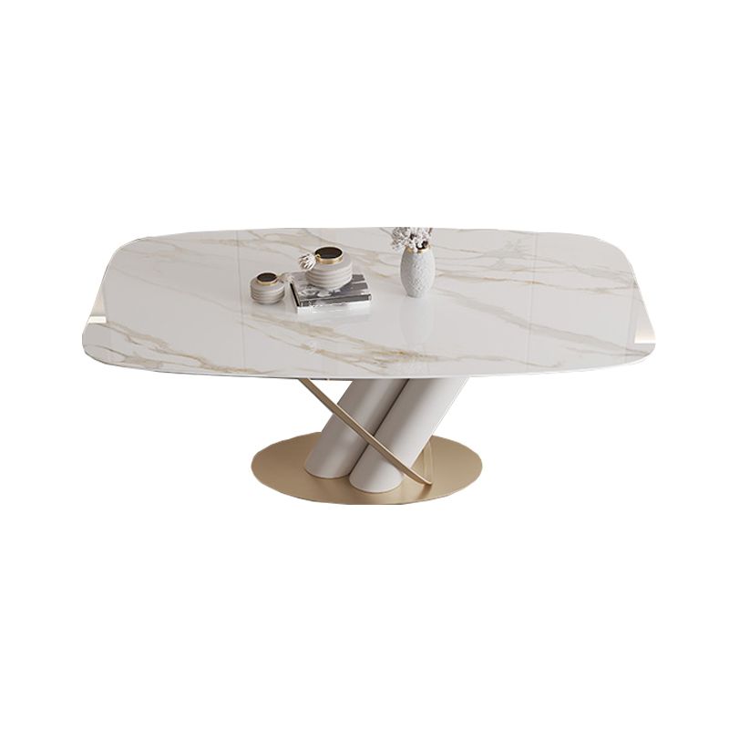 Modern Kitchen Dining Room Set Standard Height with Sintered Stone Top and Pedestal Base Table Set