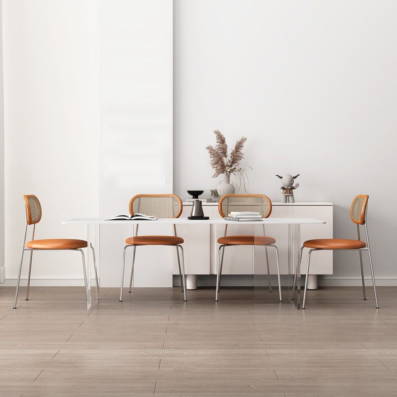 Contemporary Kitchen Dinner Table Stone Rectangle Dining Table