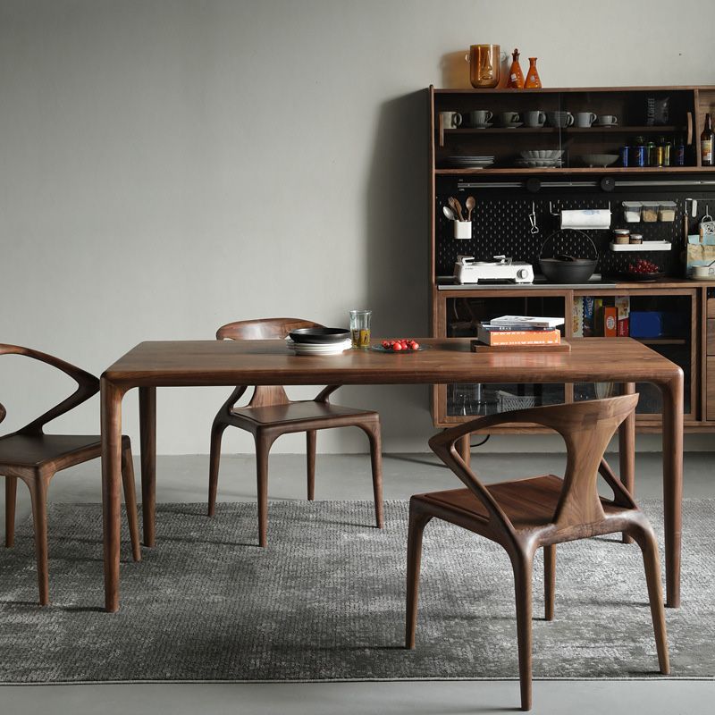 Industrial Dining Table Rectangular Table with Wooden Legs for Home Use