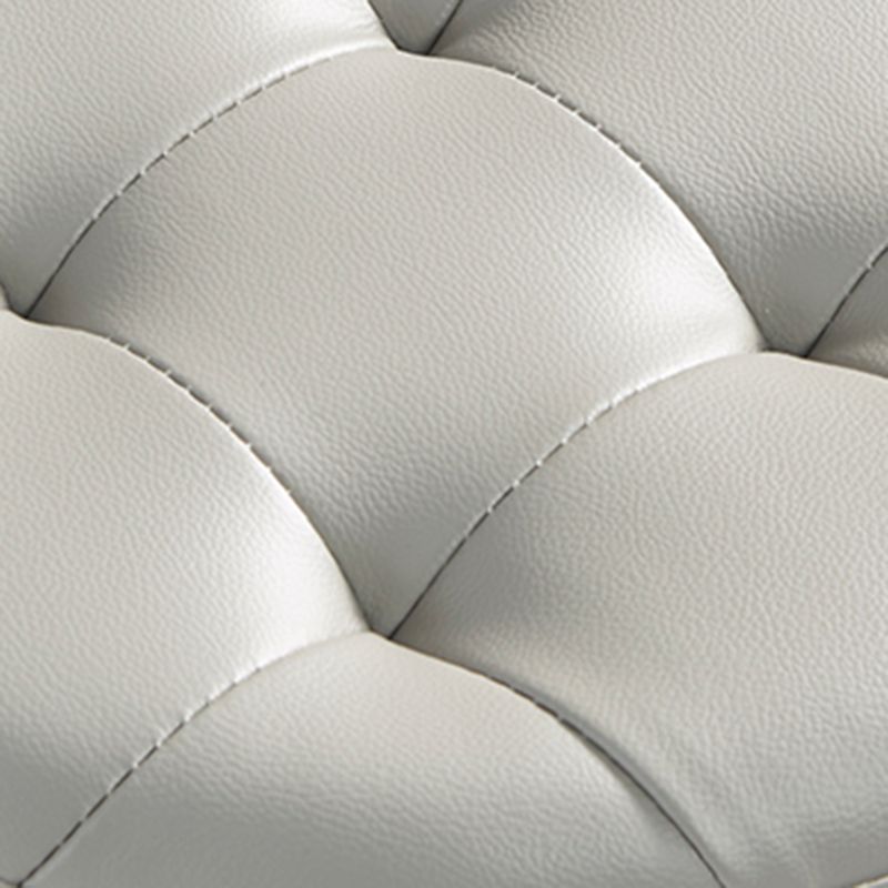 Modern Water Resistant Pouf Circular White Faux Leather Ottoman