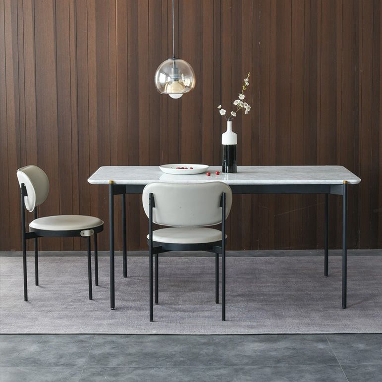 Industrial Open Back Dining Chair Black Legs Dining Side Chair