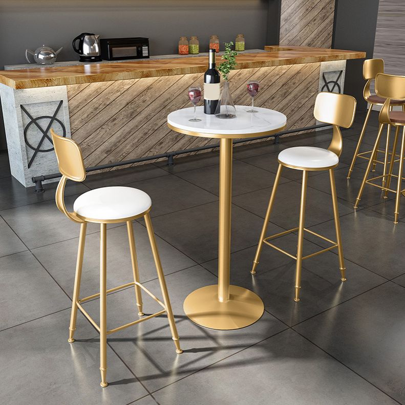 1/2/3/4 Pieces Glam Round Bar Table Set Bistro Set with Faux Marble Top