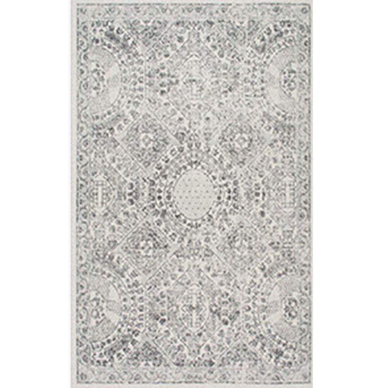Antique Ethnic Indoor Rug Distressed Flower Print Carpet Non-Slip Backing Rug for Home Decoration