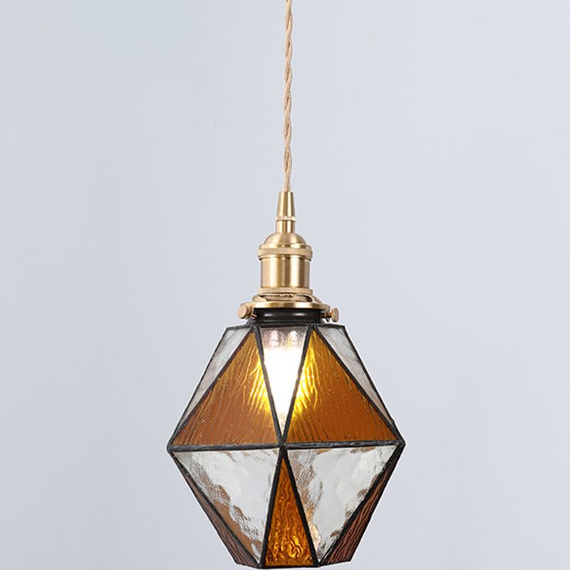Icy Clear Glass Hanging Lamp Geometric 1 Light Tiffany-Style Pendant Light Fixture