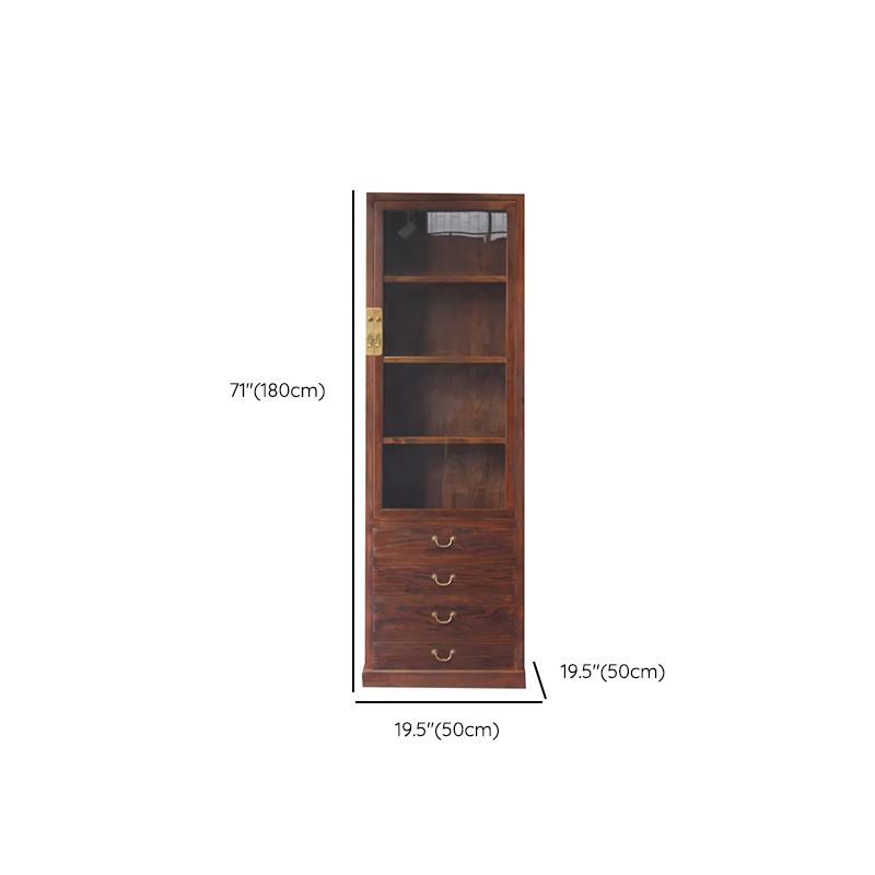 74.8" Tall 4 -drawer Accent Cabinet Solid Wood Glass Paned Chest