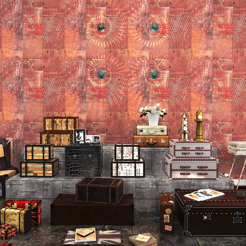 Ironic Steel Wall Covering for Coffee Shop Decoration Rusty Wall Wallpaper in Light Color, Moisture-Resistant