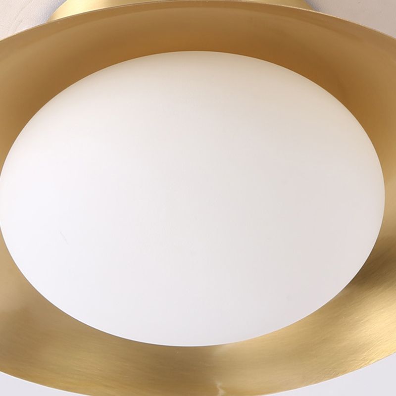 Modern Minimalist Style Flat Hanging Light Fixtures 1 Light Ceiling Pendant Light with Glass Shade