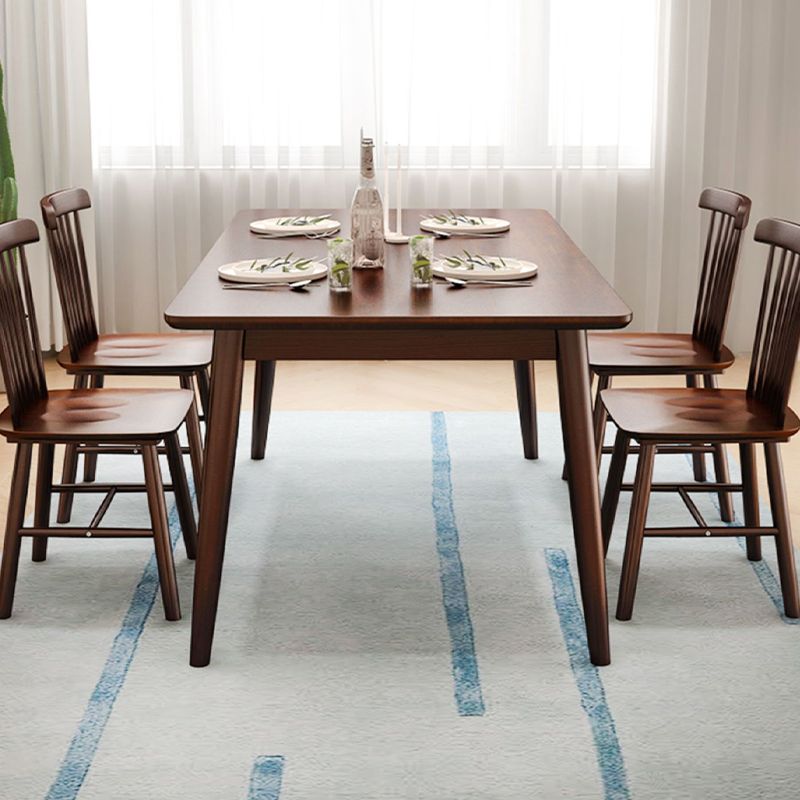 Brown Rectangle Dining Table Solid Wood Dining Table for Dining Room