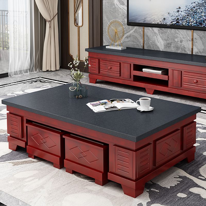 Modern Wood Coffee or End Table with Storage Cocktail Table Rectangular in Black
