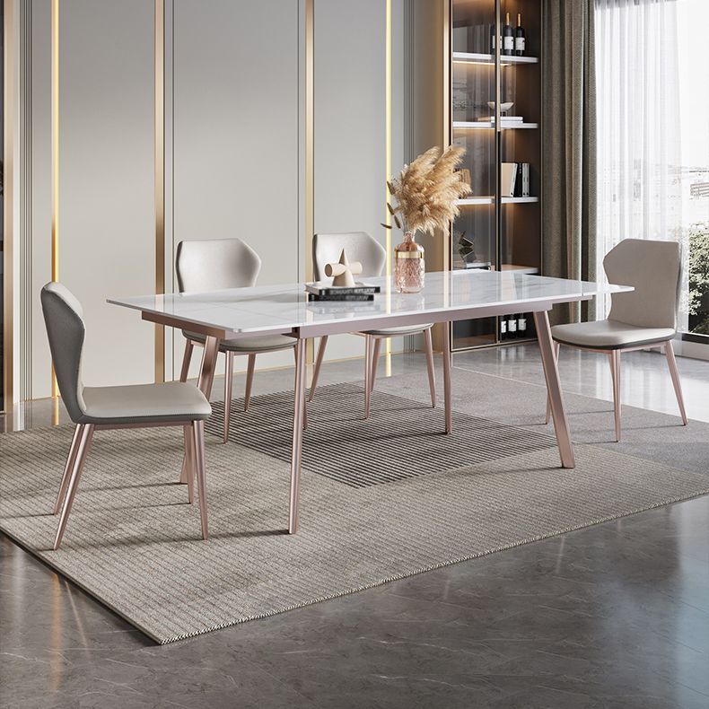 Luxury 1/4/5/7 Pieces Extendable Dining Set Sintered Stone Rectangle Dining Table Set