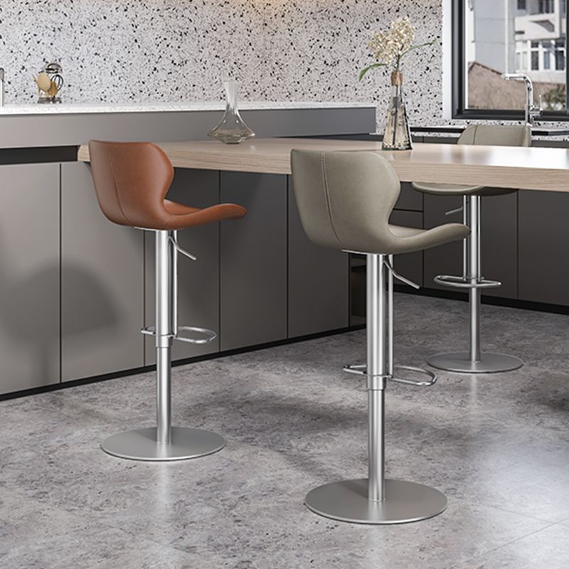 Modern Faux Leather Barstools Adjustable Height Swivel Barstools