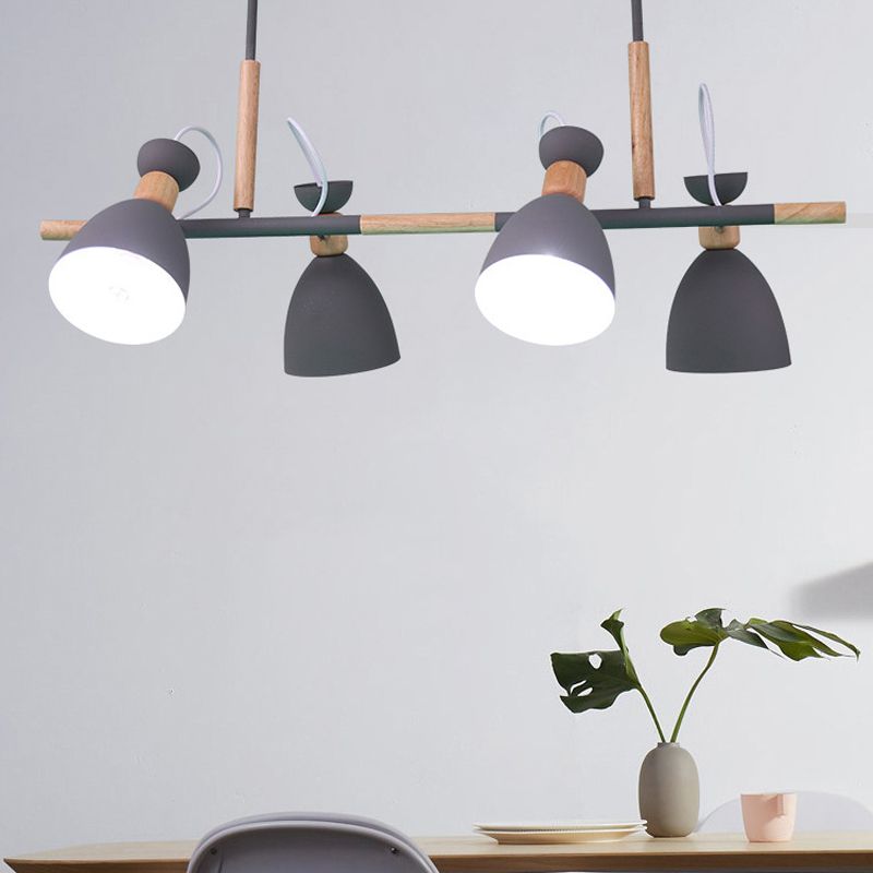 Metal Bowl Shape Chandelier Light Modern Style 4 Lights Chandelier Light Fixture in Gray