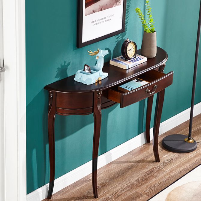 Mid-Century Modern Wooden End Table Half Moon Sofa Console Table for Hall