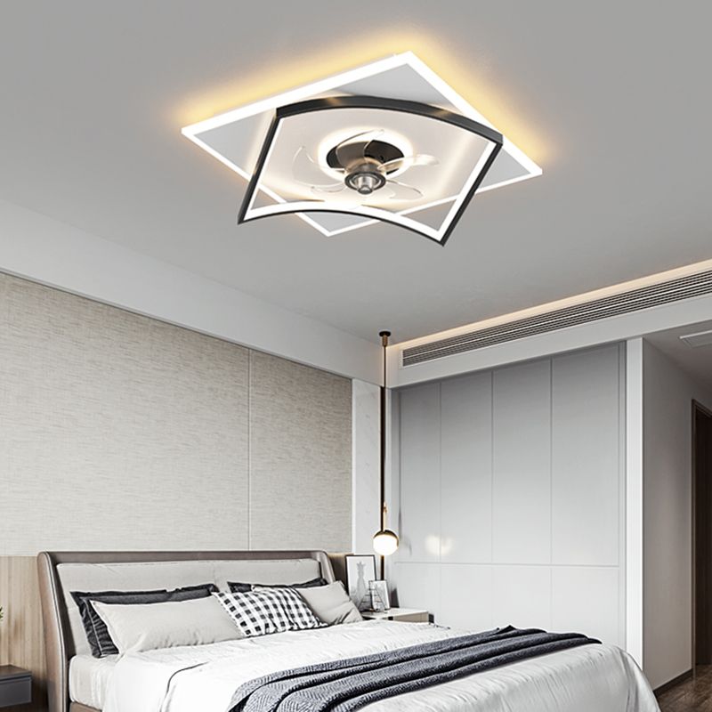 Modern Geometry Shape Ceiling Fan Lamps Metal 3 Light Ceiling Fan Lighting for Bedroom