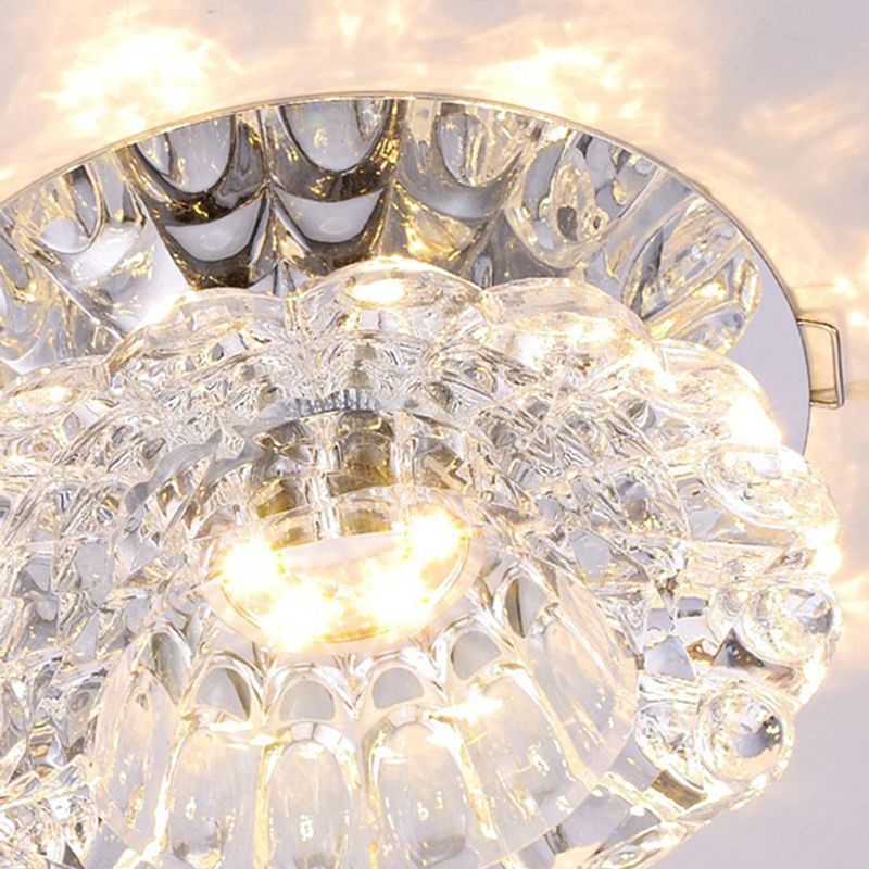 Modern Mini Crystal Ceiling Light Hallway LED Flush Mount Lamp with Hole 1.9-3.2" Dia