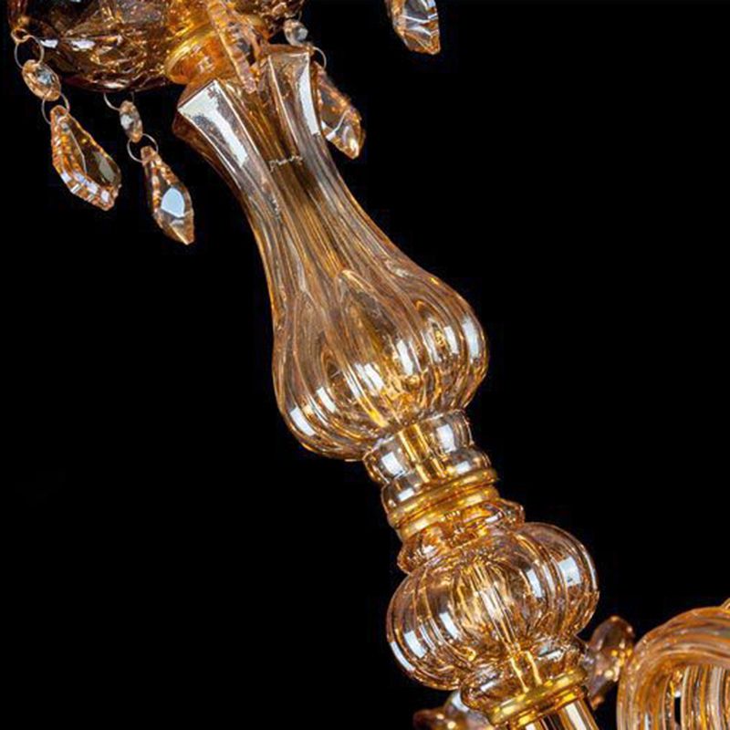 Traditional Luxury Candle Pendant Light Glass Indoor Chandelier with Crystal Decoration