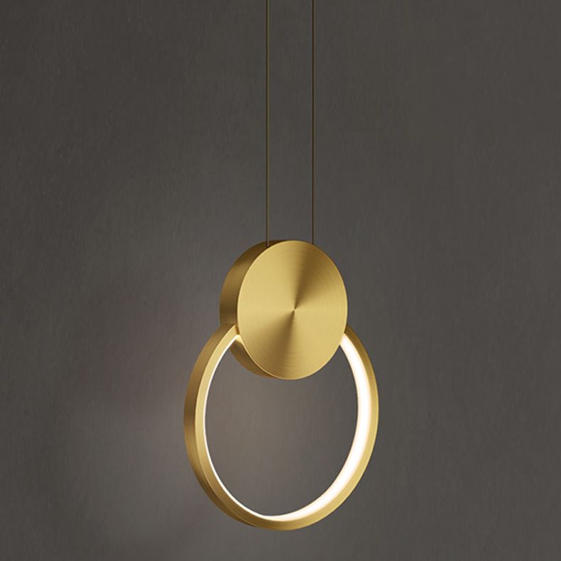 Geometric Metal Suspended Lighting Fixture 1 Light Pendant Lighting Fixture in Gold