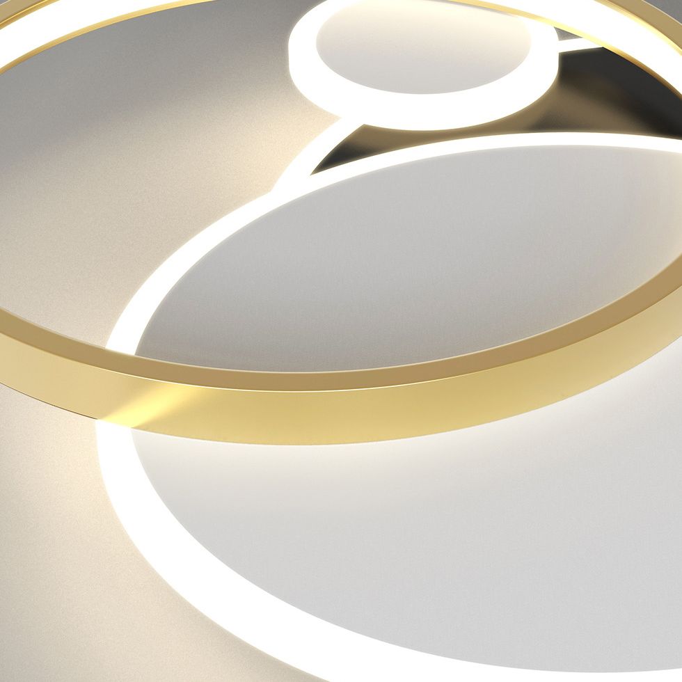 Circulaire moderne Flush Ceiling Light Metallic Bedroom Flush Mount LED Light in Black-White