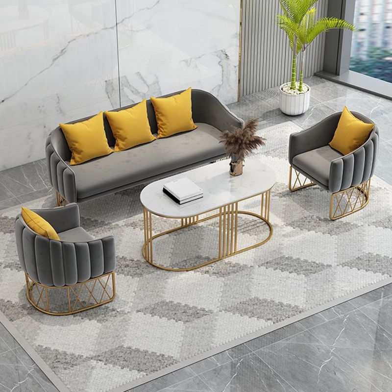Velvet Contemporary Standard Sofa Sloped Arm Sofa for Living Room, Apartment
