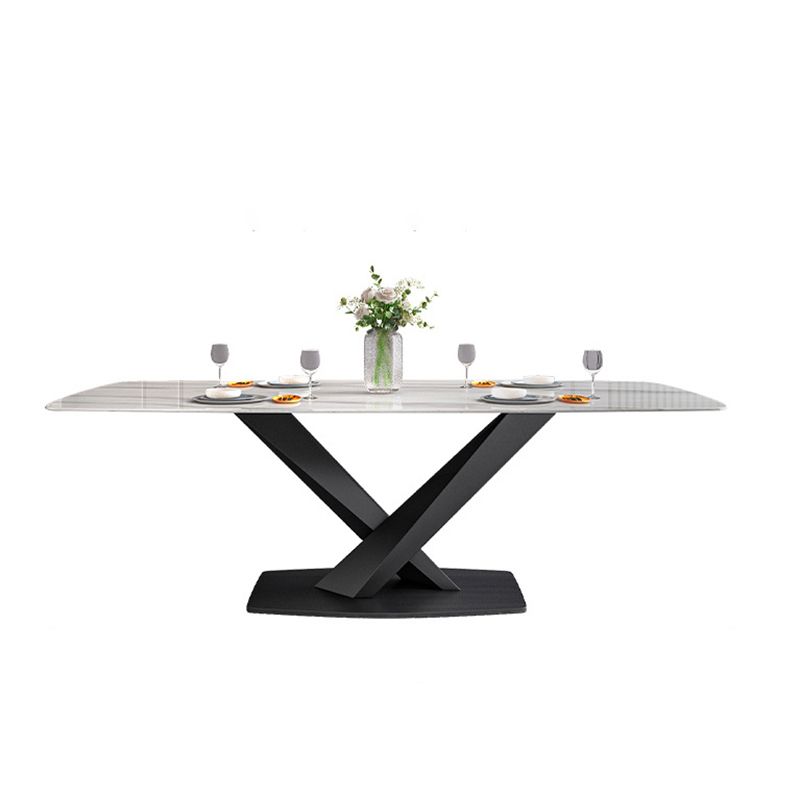 Modern Dining Table Stone Dining Room Dining Table with Metal Base