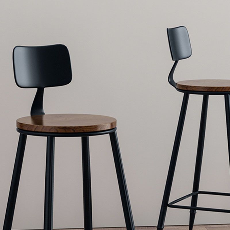 Industrial Low Back Coffee Shop Stool Matte Finish Iron Bar Stool