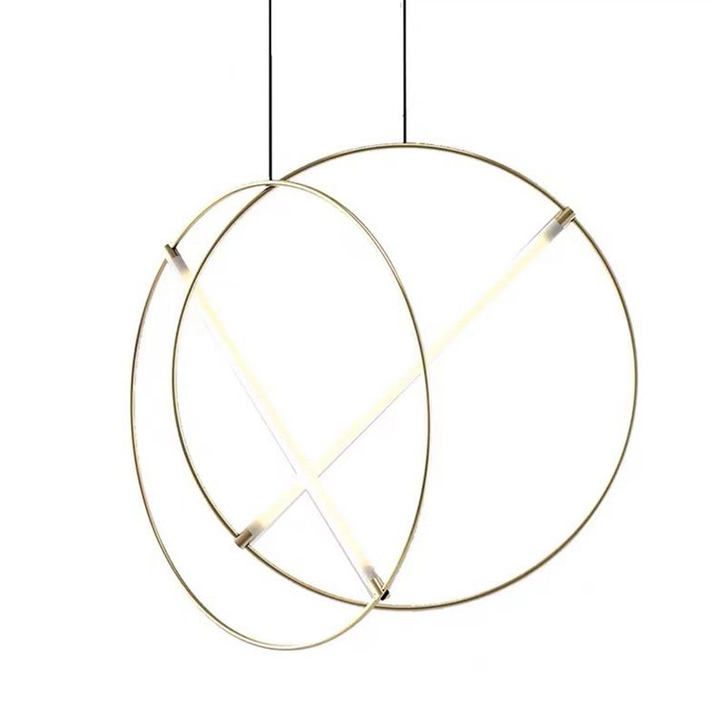 Louleur en forme de boucle de simplicité Éclairage de pendentif en forme de salle à manger en acrylique LED Down Light en or