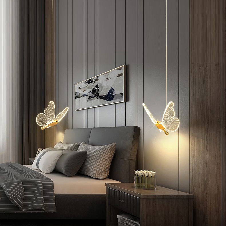 Luxurious Butterfly Style Hanging Ceiling Light, Acrylic Integrated LED Multi Light Pendant Lighting