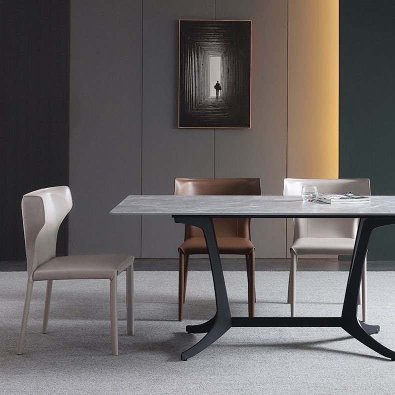 Leather Dining Chair Contemporary Design Wingback Side Chair