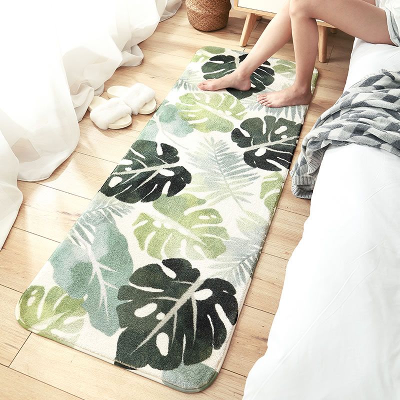 Calming Bedroom Rug Multi Color Floral Printed Area Rug Cotton Blend Stain-Resistant Pet Friendly Carpet