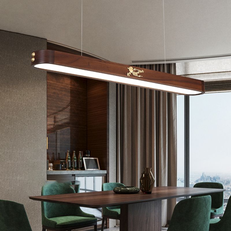 Luz de techo de isla geométrica de cocina moderna de madera ligera de madera ligera