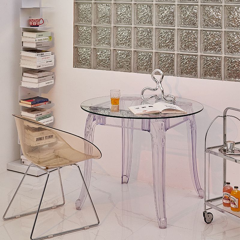 Modern Glass Dining Table Clear Dining Table with Plastic Base