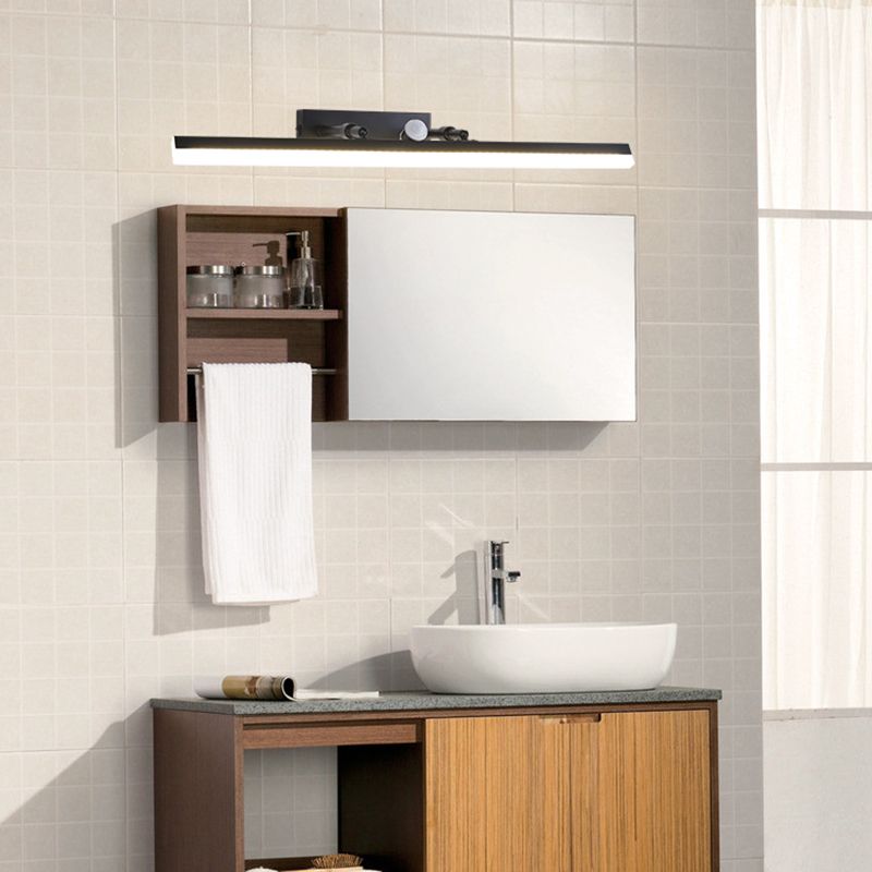 Moderner minimalistischer Stil Lineare Waschtischwandleuchten Metallbeleuchtung im schwarzen Finish