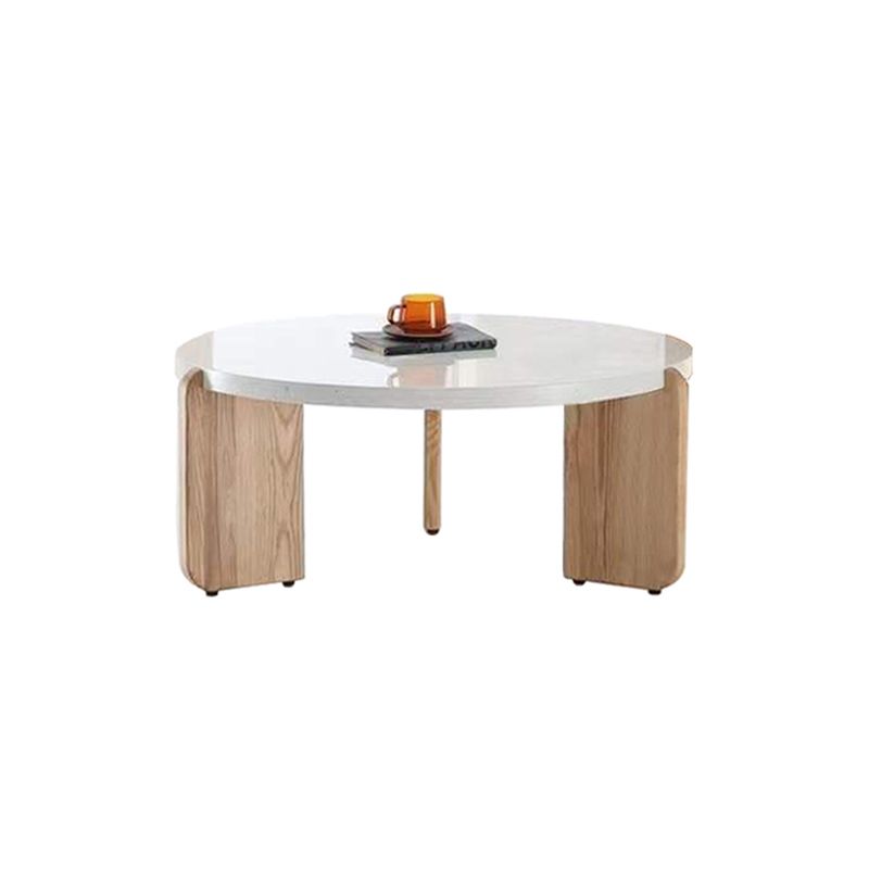 Contemporary Coffee Table 3 Legs Round Stone Coffee Cocktail Table