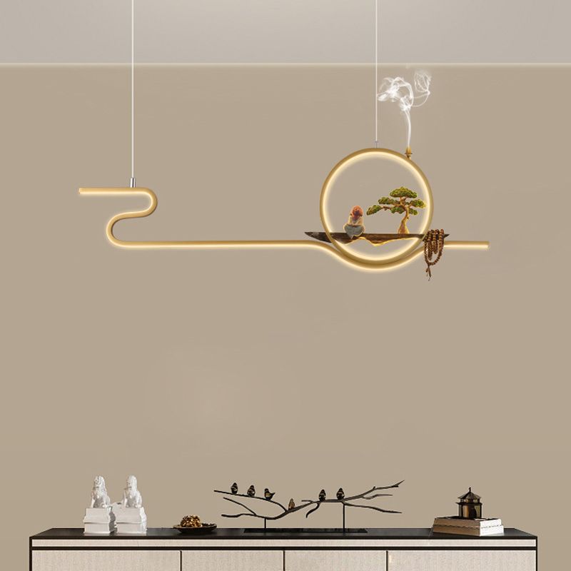 Accesorios de iluminación de isla lineal contemporánea metal de metal de 2 luces de iluminación