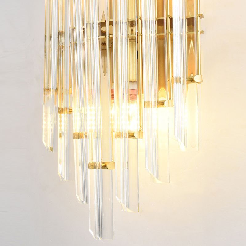 Modern Style Diamond Shape Wall Sconce Crystal 2 Light Sconces for Bedroom