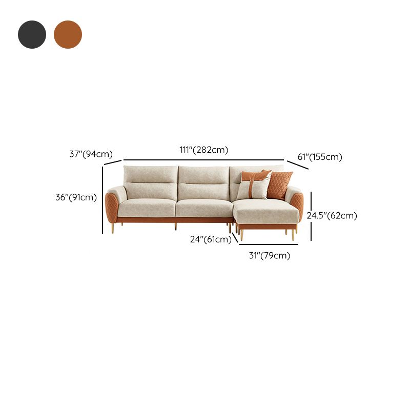 Faux Leather Glam Stain Resistant Square Arm Sofa for Living Room