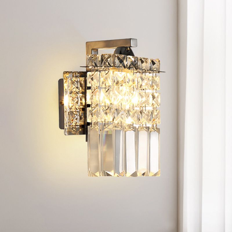 Rectangle Wall Light Crystal Block Wall Sconce in Chrome with Crystal Rods Draping