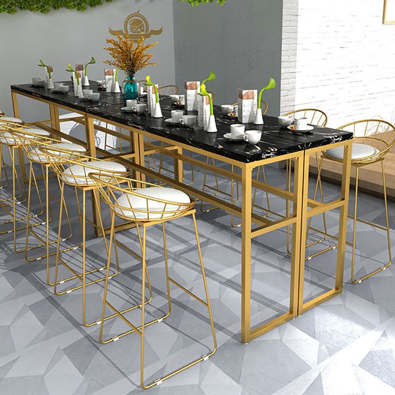 Glam Style Faux Marble Bar Counter Table Rectangle Bar Counter Table for Kitchen