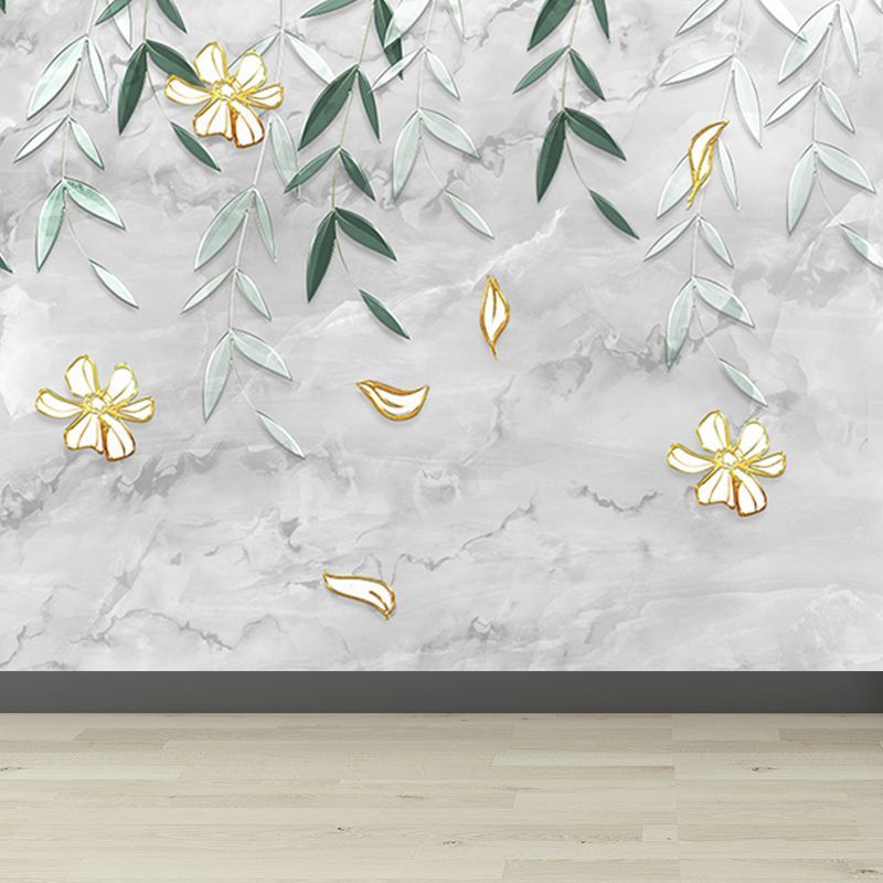 Modern Leaves Print Mural Soft Color Living Room Wall Art, Custom Size Available