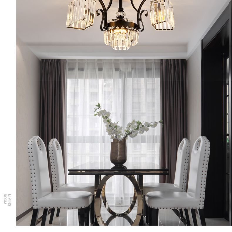 Geometrische Deckenmontage Modernismus dreiseitiger Kristallstab 3 Köpfe Schwarzes Flush -Licht in weißem Licht