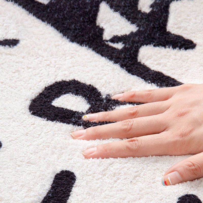 Green Flower Print Rug Polyester Modern Rug Washable Rug for Home Decor