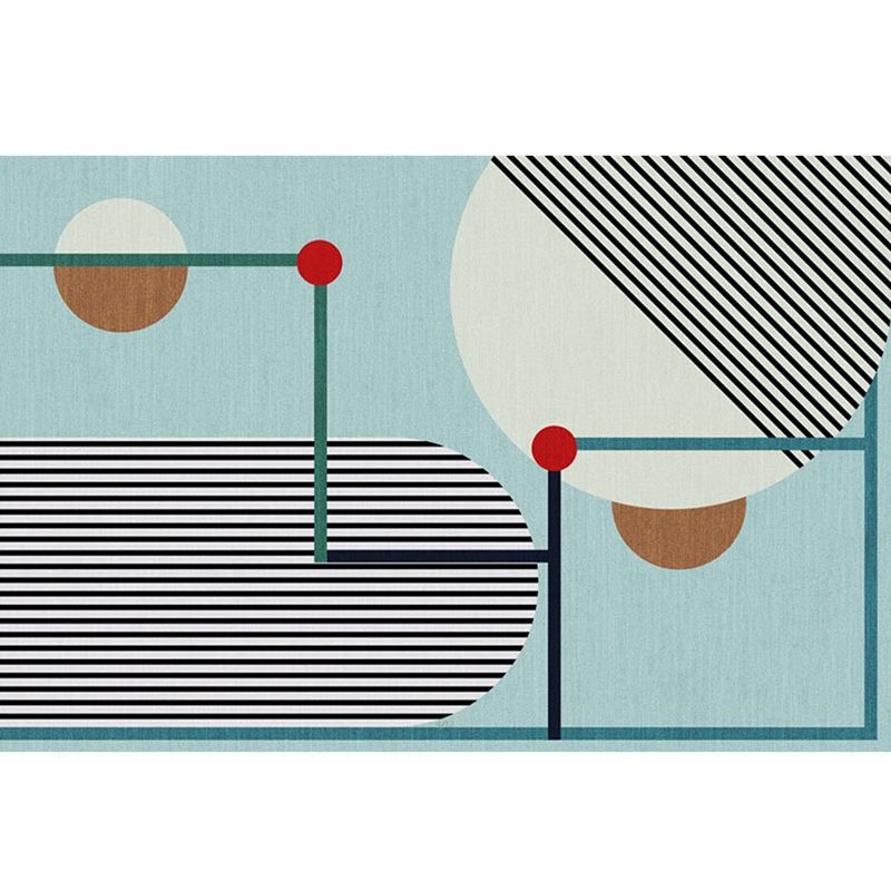 Modern Grey Area Carpet Geometric Pattern Polyester Rug Anti-Slip Washable Rug for Home Decor