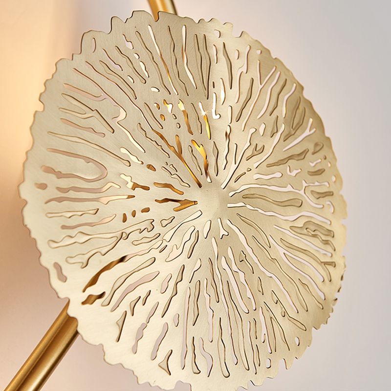 Modern 5/6/8 Lotus Leaf Wall Lamp Gold Finish Stainless Steel Flush Wall Sconce