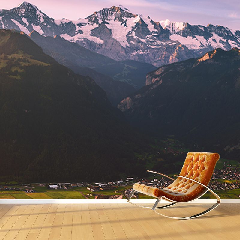 Environment Friendly Resistant Mural Wallpaper Mountains Sleeping Room Wall Mural