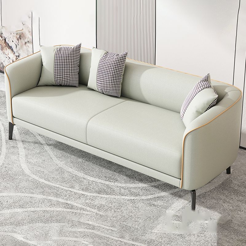 Modern 25.6 " H Faux Leather Tuxedo Arm Sofa for Living Room