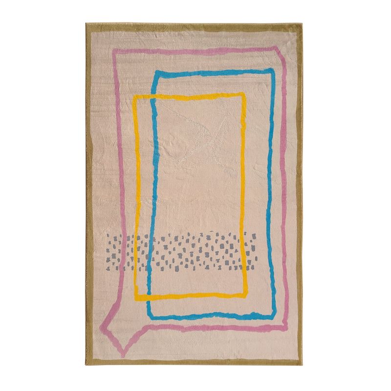 Modern Living Room Area Carpet Tribal Pattern Polyester Area Rug Easy Care Rug