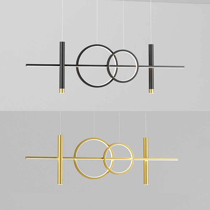 Multi lumières cylindriques suspendues îlot d'éclairage de style métal moderne