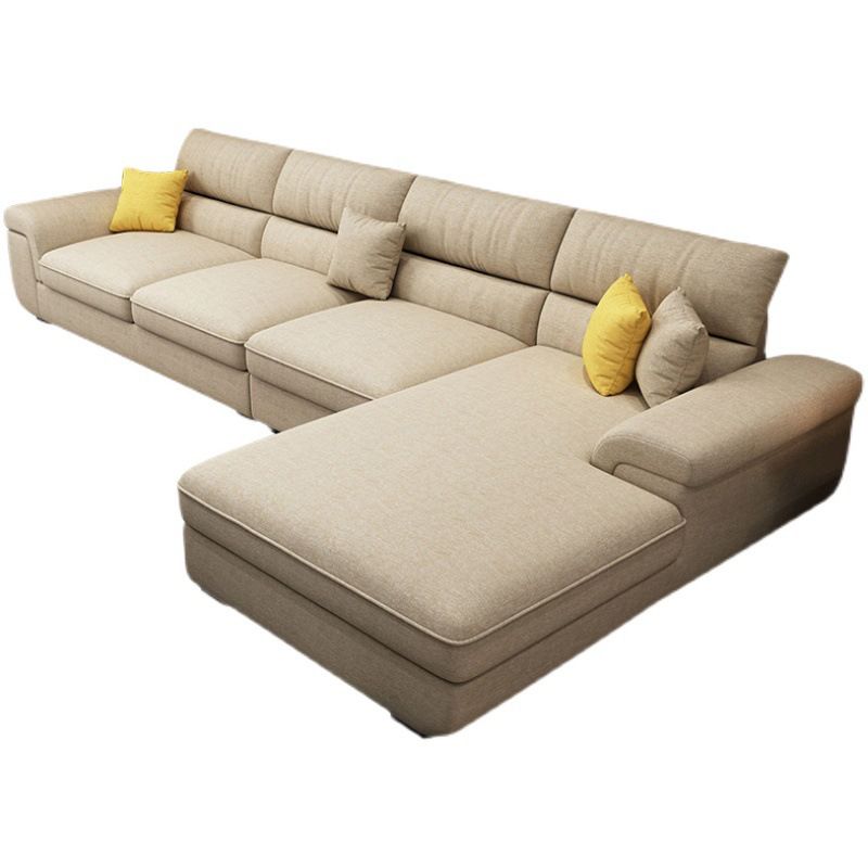 Contemporary L-Shape Modular Sectional Pillow Back Cushion Sofa and Chaise for Apartment